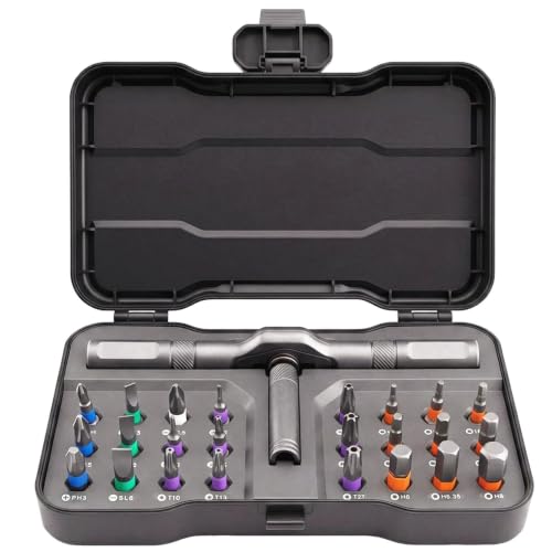 24 in 1 Magnetic Ratchet Screwdriver Set With T-Handle, Grey - color: Grey, size: 24 In 1