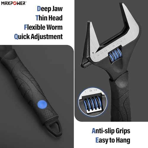 MAXPOWER 10-inch Wide Jaw Adjustable Wrench, 2-inch Jaw Capacity - size: 10-inch