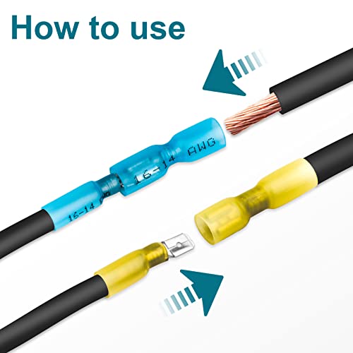 150 PCS Spade Connectors Kit, Heat Shrink Spade Terminal 22-10 AWG - size: 22-10AWG, style: Spade Female & Male