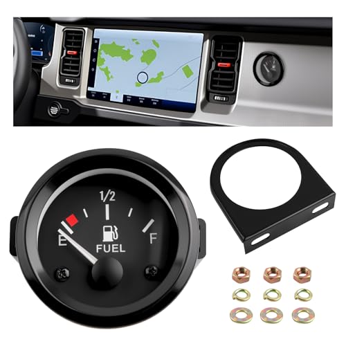 2 Inch 52mm Fuel Gauge for Car with E-1/2-F Pointer Dash,12V Gas Gauge Kit Includes Bracket,Nuts,240-33ohm Universal Fuel Level Gauges Meter Kit for Cars,SUVs,Motorcycle,Boats