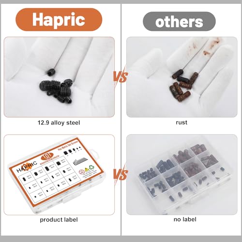 101-Piece Metric Set Screw Assortment Kit, M3-M8, 12.9 Alloy Steel - color: Black-Metric-101 Pcs