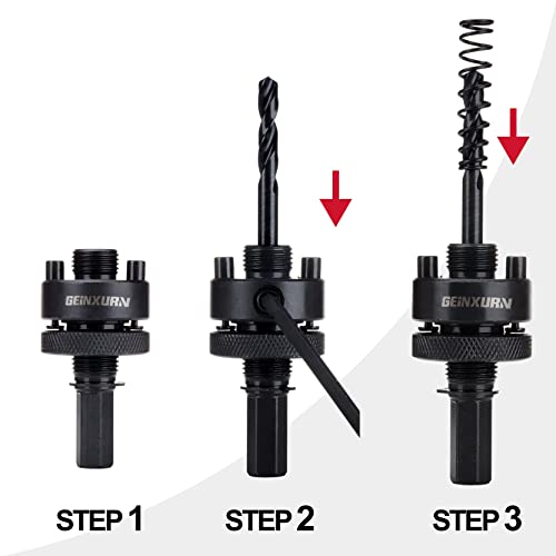 GEINXURN General Hole Saw Mandrel, 7/16-Inch and 3/8 Inch Hole Saw Arbor with 3Pcs Central Drill/2PCS Hex wrench/2Pcs Spring - size: GHSM038G