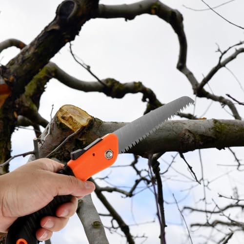 ibasenice Folding Hand Saw for Tree Cutting Pulling Pruning Saw for Gardening and Camping 14.96in Blade with 3-Sided Grinding Teeth for Firewood Woodworking and Landscaping