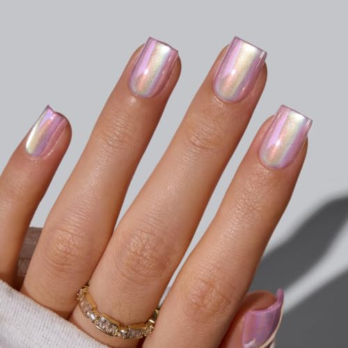 BTArtbox Press on Nails, Short Square Purple Fake Nails, 32Pcs Full Kit - color: A2-Glass Ocean
