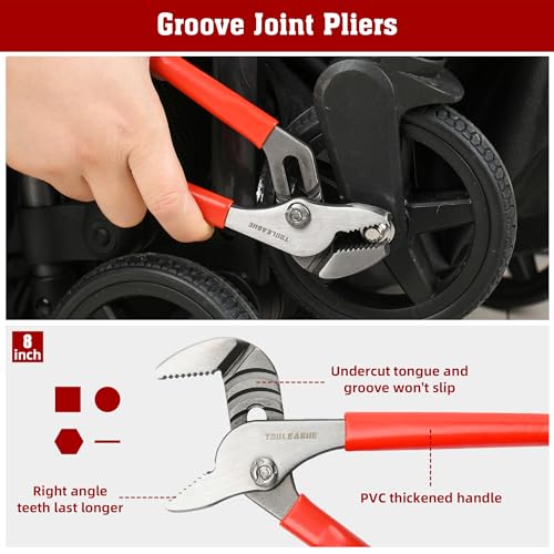 TOOLEAGUE 8Pcs Pliers Set with Storage Bag,Red