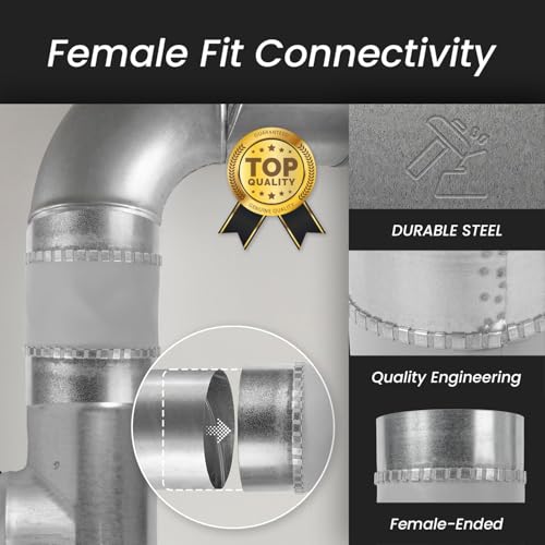 Repa Market 8" Inch Flexible Vibration And Noise Reducing Coupler - Female Fit Duct Connector – Galvanized Steel Coupling for Joining Two Male Duct Fittings – HVAC Ventilation Inline Joint - size: 8" Inch