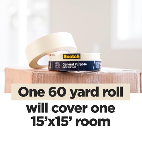 Scotch General Purpose Masking Tape, 2 Inch Wide, 1 Roll, 2050
