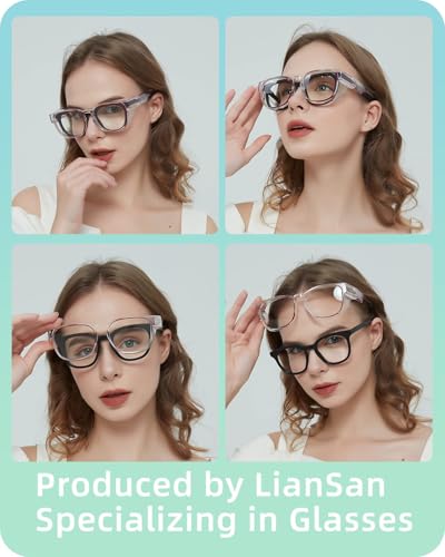 LianSan Safety Glasses Over Eyeglasses for Women - Anti-Fog Goggles Fit Over Eyewear for ANSI Z87.1 Certified - color: Shinny Purple/Clear