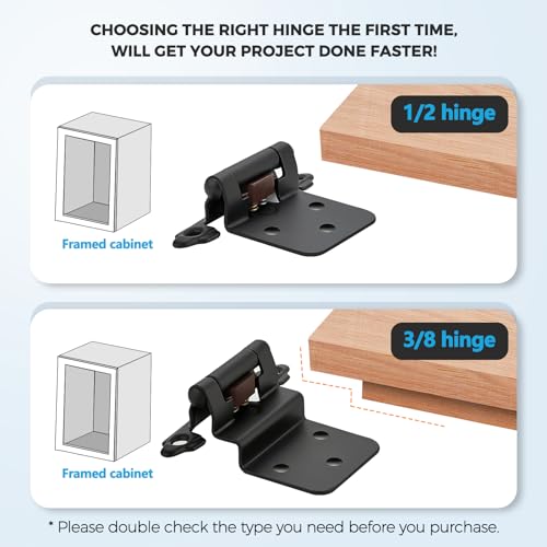 Matte Black Cabinet Hinges Self Closing, 3/8 Inch, 20 Pack (10 Pairs) - color: Matte Black, size: 3/8 inch Insert