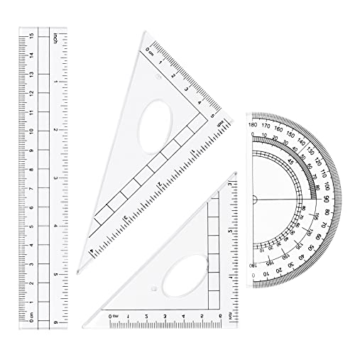 Unjoo Geometry Set 10 Pcs Student Supplies, Protractor and Compass (Blue） - color: Blue