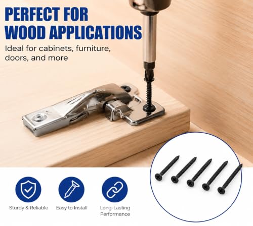 #6x15-3/4 Wood Screws 130pk Self-Tapping Rust Resistant - color: Black 130 pcs