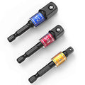 CIGOTU Socket Adapter Extension Set, 1/4, 3/8, 1/2 Inch Hex Shank, Impact Grade, Power Drill to Socket Converter, 3-Piece (Black) | 1/4, 3/8, 1/2 Inch Hex Shank, Impact Grade, Power Drill to Socket Converter, 3-Piece - color: 3*black