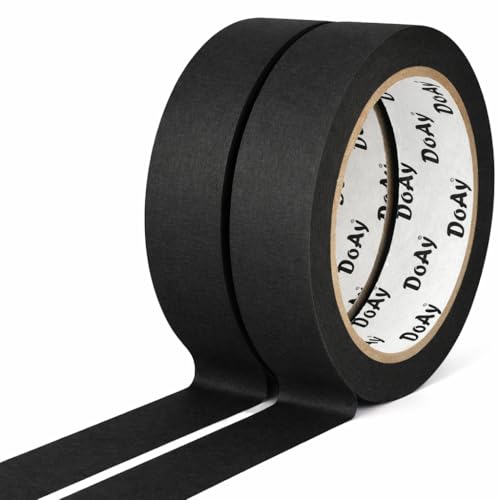 2 Pack Black Painters Tape - Masking Tape 1 Inch Wide - Multi-Surface, Smart Adhesion, Indoor & Outdoor - 180FT Total - Paint Tape for DIY, Labeling, Art, Car, General Purpose (#3910) - color: Black