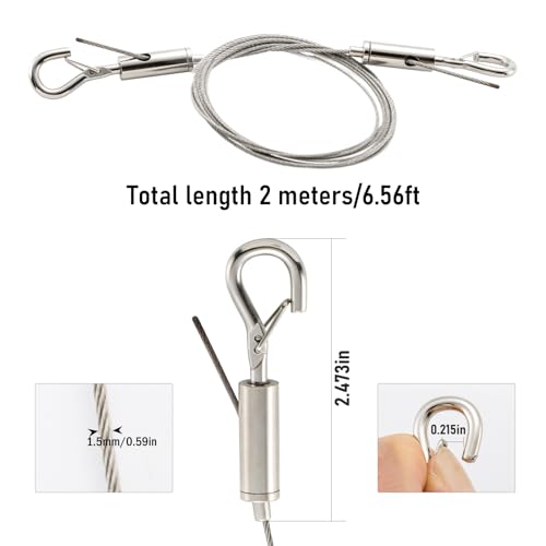 Adjustable Picture Hanging Wire Kit, 6.6 ft Stainless Steel, 2 Pack