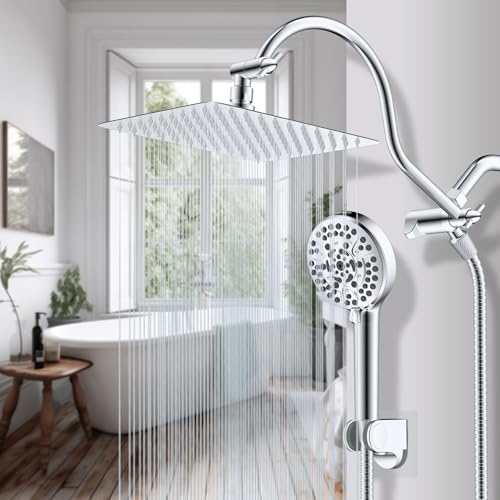 Hibbent All Metal cUPC Certified High Pressure Rainfall 10'' Shower Head - color: Chrome, style: Square 10''