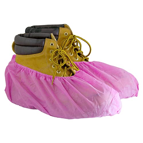 ShuBee Original Disposable, Extra-Large Boot and Shoe Covers, Thicker & Stronger, Durable Protection for Floors - 50 Pairs - color: Pink