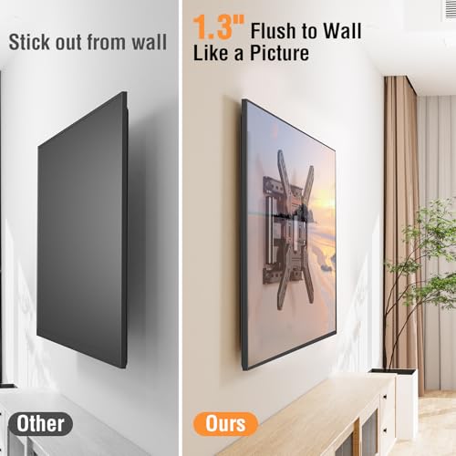 Ultra Slim TV Wall Mount for Most 26-60 Inch TVs, Full Moiton Swivel, Tilt - size: TV 26-60" Ultra Slim
