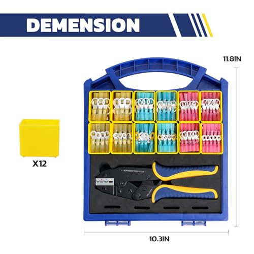 haisstronica 300PCS Heat Shrink Ring Connectors Set, 9" Wire Crimper - size: 300 PCS