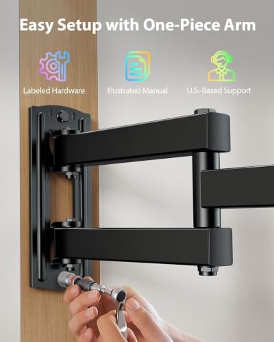 Pipishell Full Motion TV Wall Mount with LED Light for 13–43 inch TVs - size: 13-43 Inch, style: TV Mount with LED