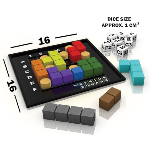 The Genius Square from the Happy Puzzle Company | Game of the Year Award Winner | 60000+ Solutions | STEM Puzzle Game for 1-2 Players | Ages 6 - Adult | Roll the dice and Race to Fill the Grid!