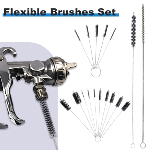 Foxtell 45 Pcs Spray Gun Cleaning Kit, Gun Cleaning Brush, Multi-Purpose Paint Gun Cleaning Kit, Mini Brushes & Needles for Airbrush Nozzles, Spray Guns, and Tattoo Equipment
