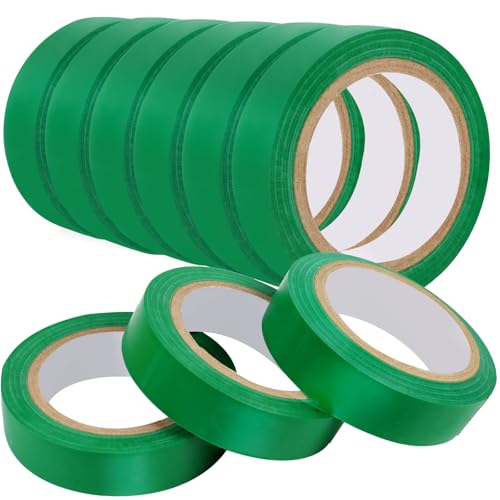 Romeda 9 Pack Electrical Tapes, Electrical Tape Water, Sun, and Oil Resistant, Electrical Tape is Suitable for Most Domestic, Commercial, and Industrial environments - Green - color: Green