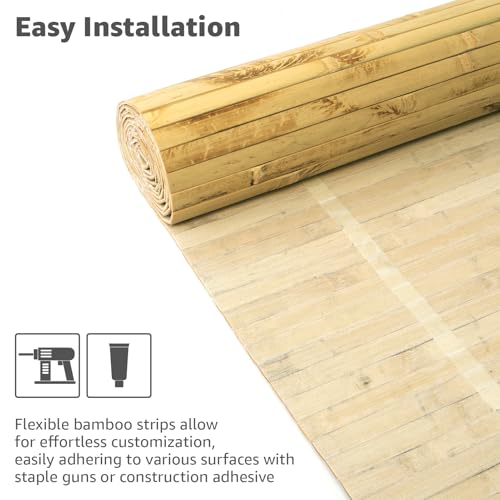 Art3d 48 x 96 in Pole Wrap Natural Bamboo Wall Panel, 2-Pack, Light Burned - color: Light Burned, size: 2-48 inches x 96 inches
