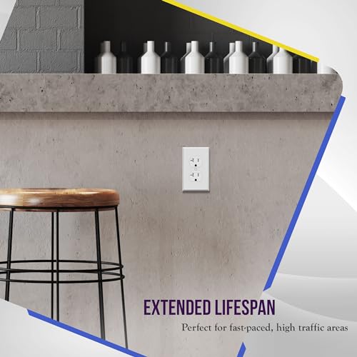 ENERLITES Duplex Receptacle Outlet Metal Wall Plate, 1-Gang, White Matte - color: White Matte, size: Standard Size