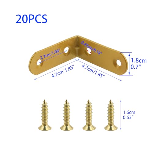 Wealrit 1.85" L Shape Bracket Corner Braces 20PCS,Gold Right Angle Bracket - size: 1.85"