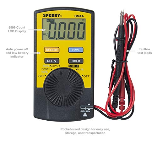 Sperry Instruments ESK3 Dualcheck 2-in-1 Pocket Digital Multimeter Tester Kit, Yellow