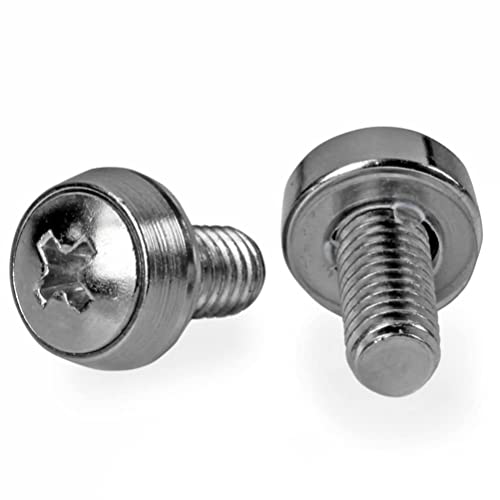 StarTech 100-Pack M6 12mm Mounting Screws, Nickel-Plated, 19in & 10in, TAA - color: Silver, size: 100-pack, style: Screw only
