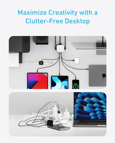 Anker Desktop Charger, 9-in-1 Power Strip with 300J Surge Protector, 100W - color: White