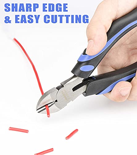 URASISTO 6-Inch Side-Cutting Pliers Diagonal Pliers with heavy Duty Nickel Chromium Steel Construction - size: 6" Diagonal Cutting Pliers