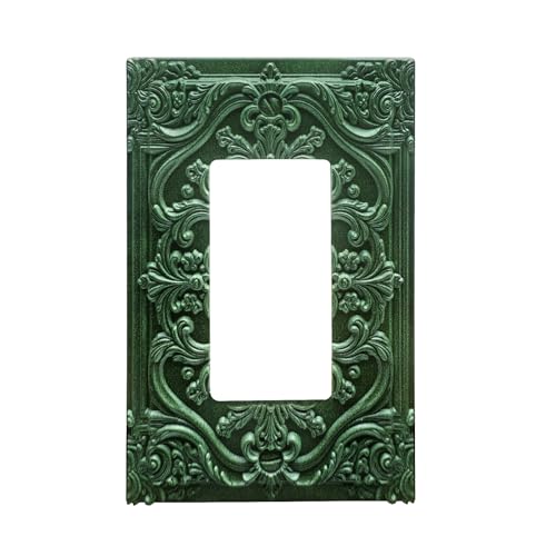 Decorative Outlet Covers Green Flower Elegant 3D Floral Embossed 1 Gang Rocker Light Switch Cover Plate Single Decora Light Switch Covers Wall Plate Faceplate for Bedroom Home Decor - color: Green, size: 1-Gang Rocker/5 x 3 IN