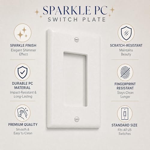 Premium White Light Switch Cover, Standard Size Single Gang Decora Rocker Wall Plate, Impact-Resistant Polycarbonate Plastic Faceplate, Screws Not Included, 1-Pack
