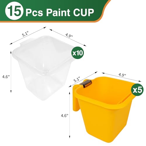 Voomey 15Pc Paint Bucket Holds 16 oz. of Paint or Stain, Paint Cup, Paint Pail Liner, Trim Painting Tool, for Finishing Work and Repairs - color: Paint Cup & Liner Combo