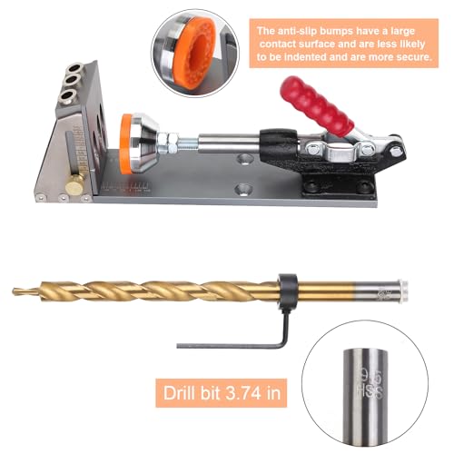 Kosmi pocket hole jig Kit,Professional Woodworking Dowel Jig Kit,Upgraded All-Metal Pocket Screw Jig for Carpentry Joinery Men,Set Jig Wood Woodwork Guides Joint Angle Tool Carpentry Locator