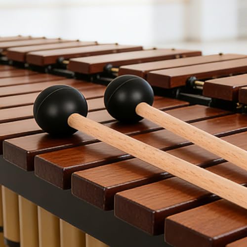 Drum Mallets Kit – 4 Pairs (T1 General Mallets, Rubber, Marimba, 5A Drumsticks), Percussion Instrument Beginner Accessories for Steel Drum, Bass Drum, Glockenspiel, Xylophone Mallet - size: 4 pairs