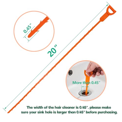 Drain Snake Hair Drain Clog Remover - 4 Pack Shower Sink Unclogger Tool - color: Orange, style: 4 Pack