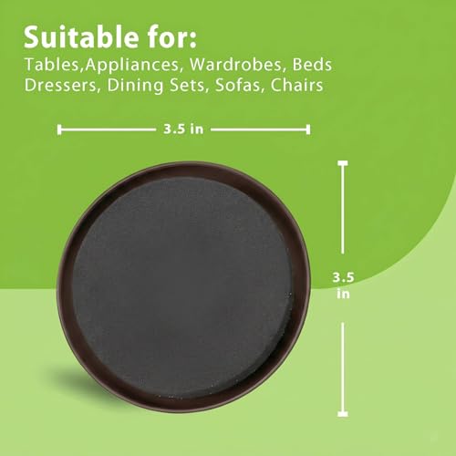 Furniture Sliders for Carpet 20 Pieces 3.5 Inch Heavy Duty Movers Pads Plastic EVA Gliders Easy Move Sofa Bed Table Without Lifting (Brown, 3.5") - color: Brown