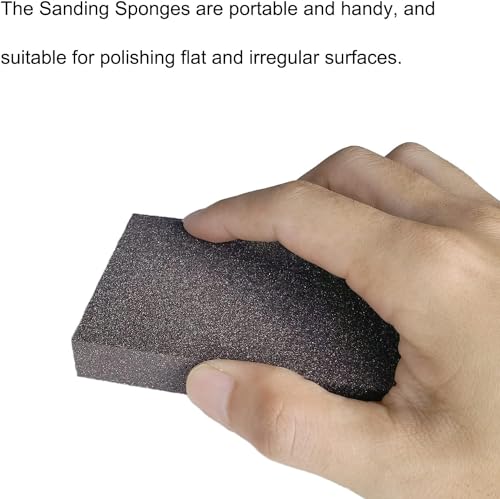Tonmp 6 PCS 80 Grit Hand Sanding Blocks Set - Medium Sander Sponge, Wet and Dry Dual-use Sanding Sponges, Washable and Reusable, Ideal for Wood Metal Wall Polish - style: 80 Grit