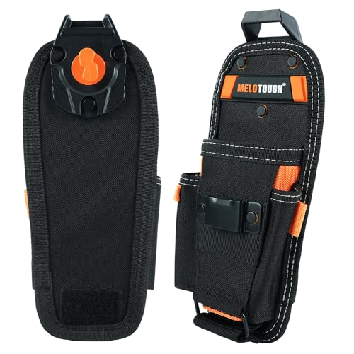 MELOTOUGH Small Tool Pouch with Quick Release Belt Clip,Clip On Tool Belt Pouch with Electrician Tapemeasure Clip, Mini Work Organizer Tool Holster and Knife Tool Holder Pouch - color: Orange Small Tool Pouch