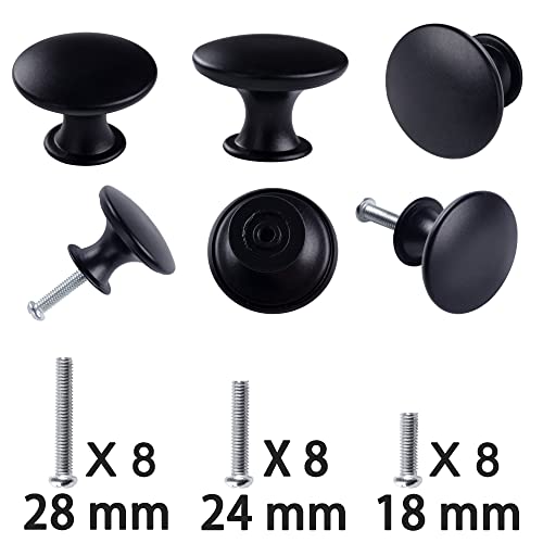 8 Pack Delicate Design Round Antique Black Kitchen Cabinet Knobs Cupboard Door Knobs 1.18-INCH Black Drawer Handle Pulls Dresser Knobs with 8 Pcs Screws for Bathroom Drawer Door Hardware - color: Black