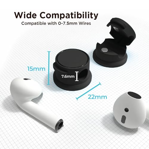 Travel Depot Cable Management Magnetic Snap Organizer 6-Pack, Black - color: Black