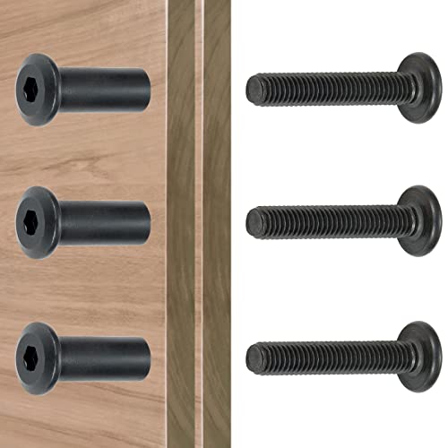 40 Sets Black Furniture Connector Bolts M6x35mm Binding Screws for Wood - color: M6x35mm-Black-D