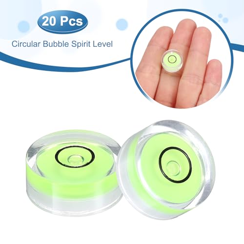 HARFINGTON 20pcs Circular Bubble Spirit Level 15x6mm Mini Round Bubble Spirit Level Little Measuring Layout Tools for TV Industrial Carpentry Picture Frame, Green/Black - color: Green/Black, size: 15x6mm
