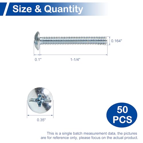 50Pcs #8-32 x 1-1/4" Knob Pull Machine Screws, Cabinet Drawer Handle Screws - size: #8-32 x 1-1/4"