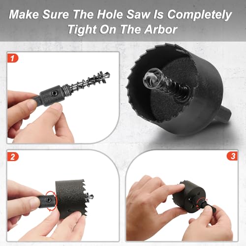 1-3/4 Inch Hole Saw with 9.1mm Triangle Shank Arbor, JTemgle Bi-Metal Hole Saw Heavy Duty Hole Cutting Tool for Cornhole Boards, Recessed Lights, Wood, Plastic, Drywall & Soft Metal - size: 1-3/4"