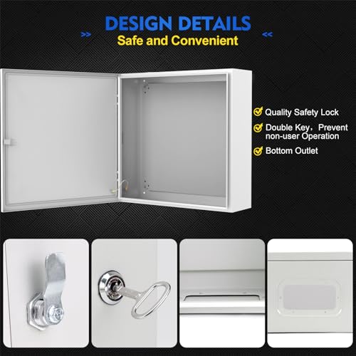 TOCRETOARE Outdoor Electrical Junction Box, 24x 24 x 8' ' NEMA 4X Enclosure Box, Wall Mounted IP66 Waterproof & Dustproof Lockable Metal Junction Box - size: 24"x24"x8"