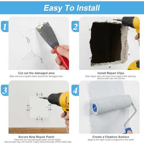 10 Pack Drywall Repair Clips, 1/2 Inch Drywall Patch Clips, with 20 Screws